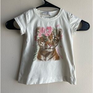 Monnalisa white graphic T-shirt tiger print girl